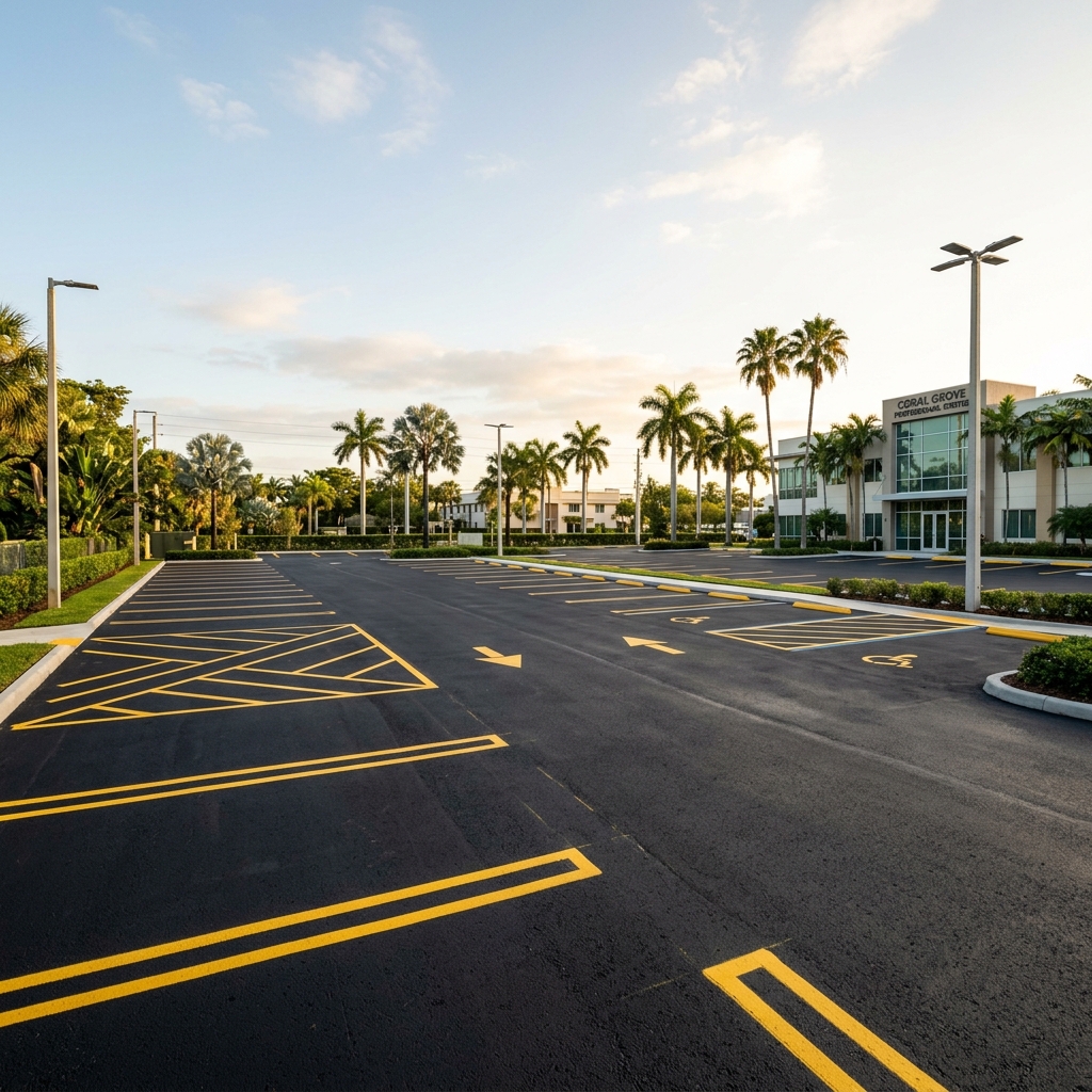 Commercial asphalt repair near Plantation Heritage Park in Plantation